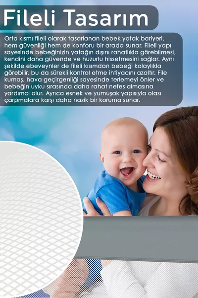 Barrière de lit pour bébé pliable Cm - Barrière de protection grande taille, garde-lit protecteur gris