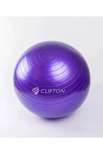 كرة بيلاتيس مخططة مقاس سم باللون البنفسجي + مضخة