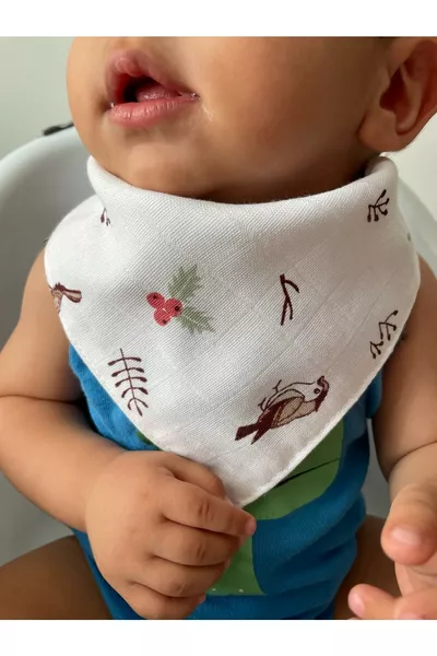 % Organic Cotton Muslin Fabric Baby Bib & Bandana with Two Snaps