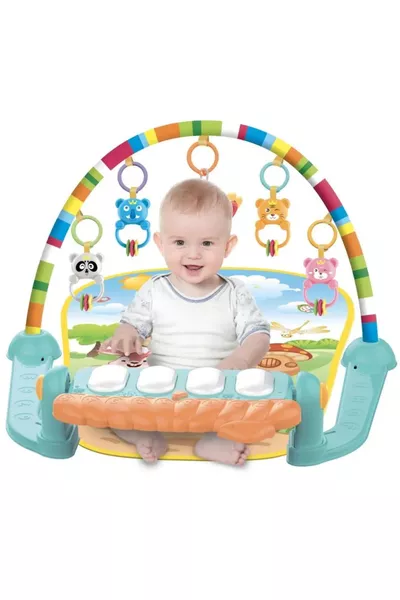 سجادة اللعب بسبيكة البيانو لطيفة بصوت وضوء ومرآة للرضع وحديثي الولادة X