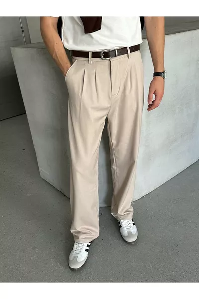 Herren Plissierte Baggy-Hose aus Stoff