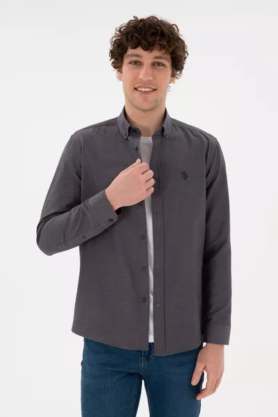 Men's Anthracite Long Sleeve Basic Shirt 