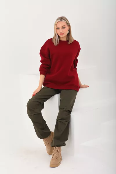 سويت شيرت واسع بياقة دراجة جليدية