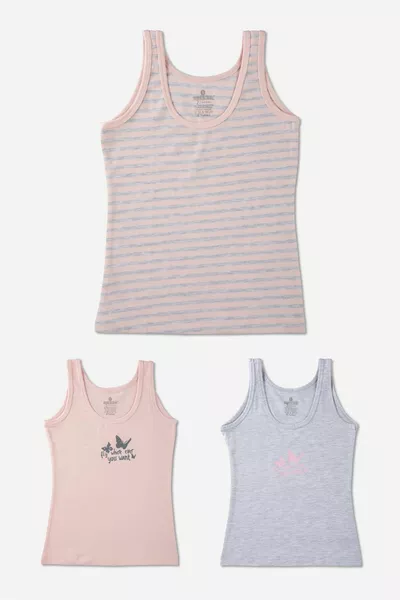 Girls' Cotton Thick Strapped Colorful Printed Classic Tank Top Assorted Colors