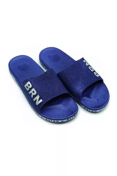 شبشب رجالي مضاد للانزلاق للشرفة والشاطئ والمسبح - شبشب يومي باللون الأزرق الداكن