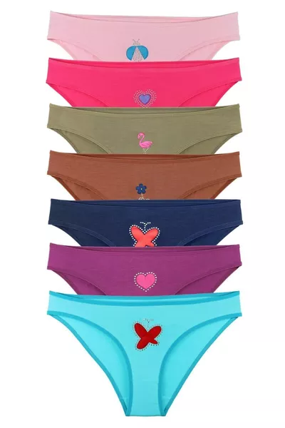 طقم 7 سراويل داخلية نسائية بطبعة حجرية من القطن - 