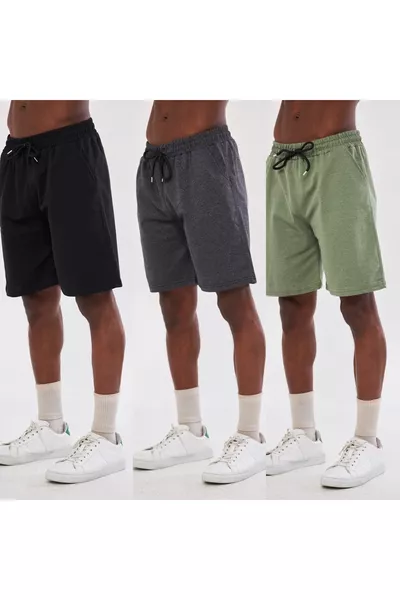 شورت ثلاثي ألوان أسود ورمادي وأنثراسيت للجنسين