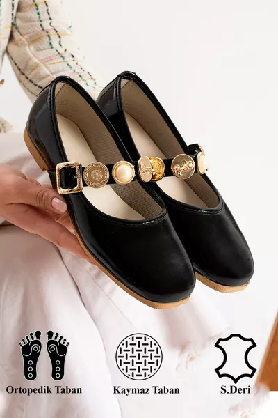 Women's Black Flats Comfortable Lightweight Non-Noisy Orthopedic Daily Shoes Flats for Home, Office, and Outdoor Use