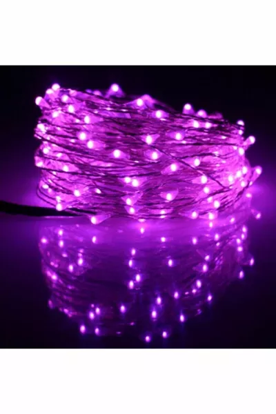 Светеща LED верига 5 метра, батерийна, лилав цвят, декоративно осветление