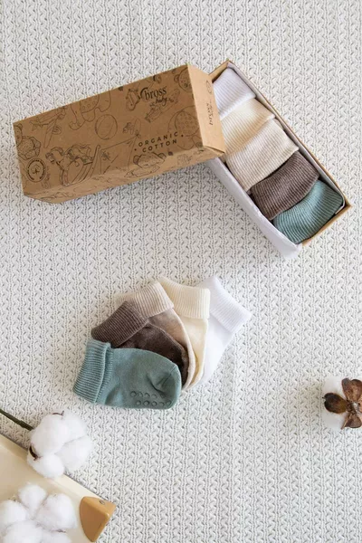 جوارب أطفال عضوية من القطن، مجموعة من 5 أزواج - 1