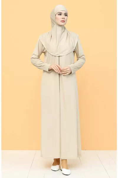 Mink Color Zipper Prayer Dress