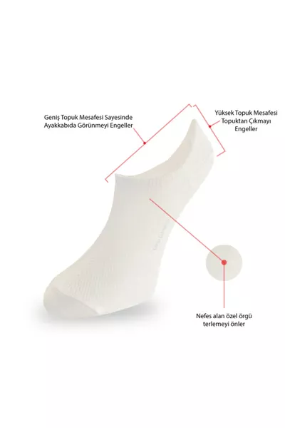 Cotton Unisex Invisible / Sneakers Socks White Pack of 