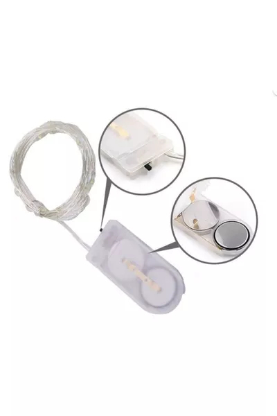 2 Metre Güç Kutulu Kendinden Pilli Led Işığı! Sarı Led Işığı! Ince Kutulu