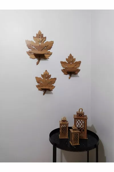 Wooden Oak Leaf Shelf Set
