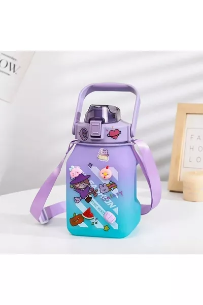 Plastic Motivational Water Bottle Student Water Bottle 1.5 L Tritan BPA-Free Multicolor Purple 1