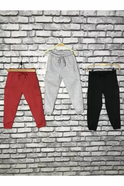 Children's Sweatpants Set of Three (red, black, gray)