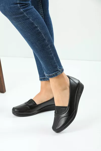 Damen Schwarze Klassische Schuhe Orthopädische Damenschuhe Ballerinas Alltagsschuhe für Damen
