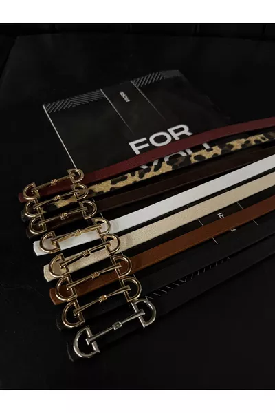 حزام نسائي طويل ذهبي رفيع بمشبك نحيف من 8 قطع، حزام للسترة، حزام للقميص، حزام للفستان