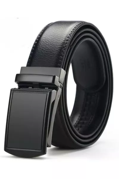 حزام رجالي كلاسيكي أسود أوتوماتيكي بدون ثقوب مع إبزيم