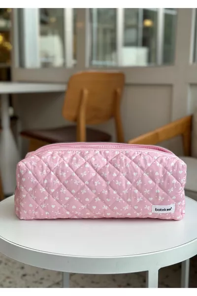 Reistas voor Haarstylingproducten met Roze Lintpatroon - XL-formaat