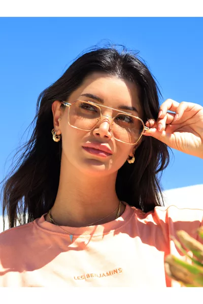 Rose Frame Pink Glass Women's Sunglasses c