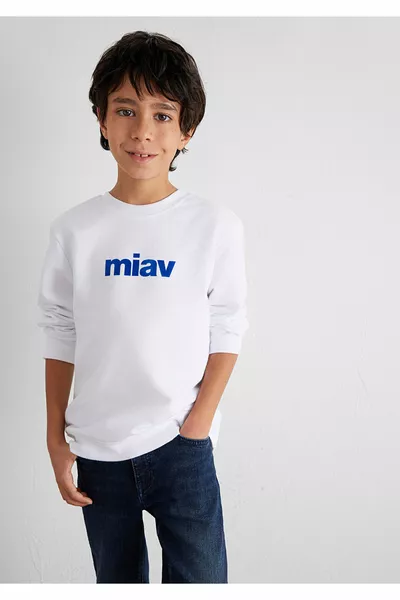 Sweat-shirt enfant blanc imprimé Miav 