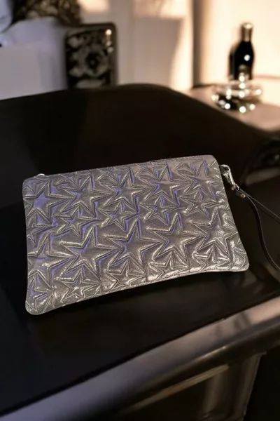 Sterrenpatroon Platin Portefeuille Tas