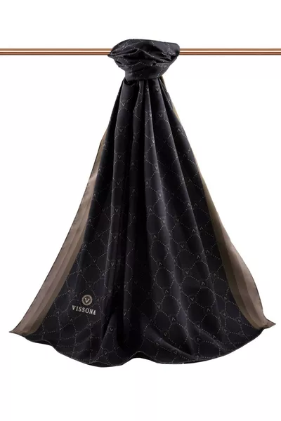 Sciarpa da donna di seta di lusso di Medina Nero - Colore pietra -1