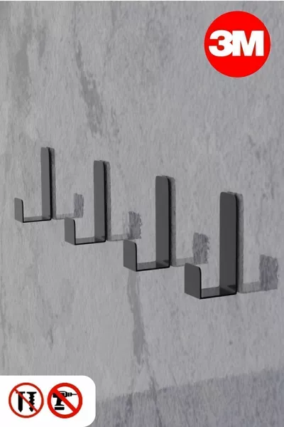 4-Piece Strong Adhesive Hook Rack, Bathrobe Hanger, Over-Door Kitchen and Bathroom Towel Rack