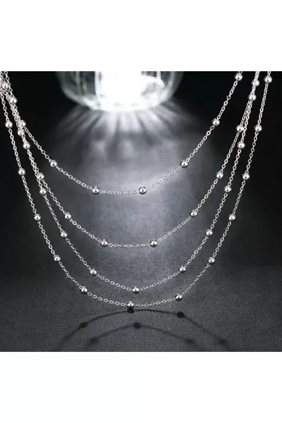 قلادة متعددة الطبقات للنساء من الفضة