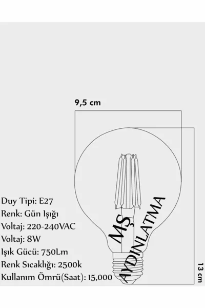   Sensitive 8 Watt Daylight LED Filament Rustic Bulb Glass 