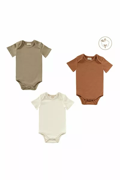 Ensemble Body à Manches Courtes Boutonné en Coton Bio Buddy Bears pour Bébé - Coffret Cadeau Enfant