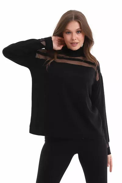 كنزة محبوكة مخططة شفافة بلوزة محبوكة 