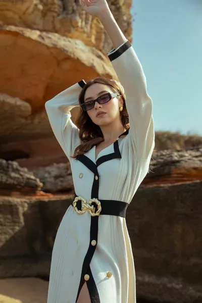 abito in maglia donna, invernale, con collo maschile, con bordo