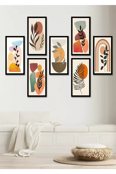 7-delige Boheemse Bladeren Wanddecoratie - Schilderijenset voor Woonkamer, Slaapkamer, Keuken, Kantoor, Hal