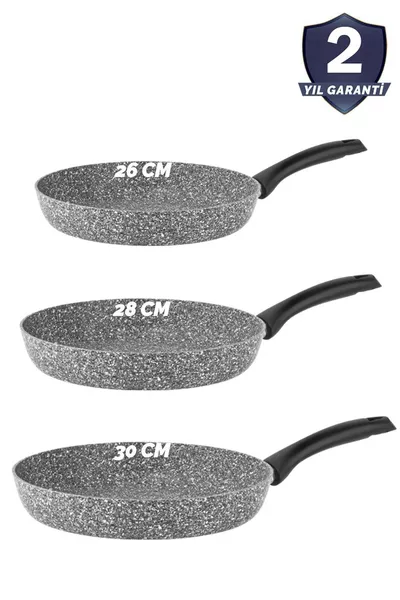 Комплект от 3 ультра гранитни тигана  см сив
