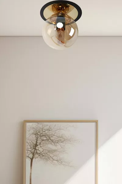 Алора Черен Златен Плафон с Кристални Стъкла