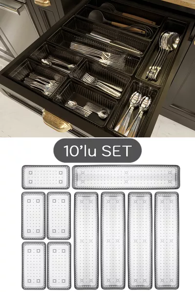 Organisateur de tiroir modulaire  pièces pour cuillères, fourchettes et couteaux, couleur anthracite