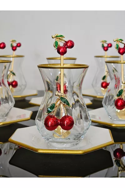 ATLAS КРЕМ  ЧАСТИ ЧАЙЕН КОМПЛЕКТ С КИРАЗИ ЧАЙ С ЛЪЖИЧКА ALYA ЧАША