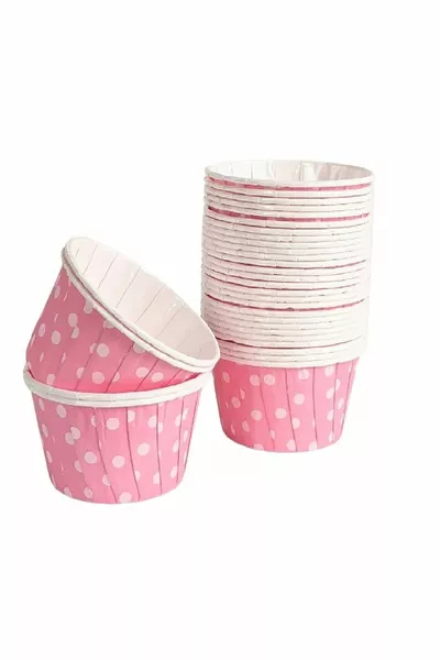  Caissettes à Muffin en Papier Rétractable Rose Clair à Pois