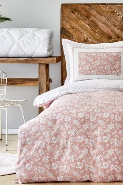 Celerina Pink % Cotton Double Fitted Duvet Cover Set