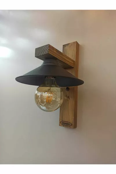 Braune Sedna Holz Rustikale Moderne Wandlampe
