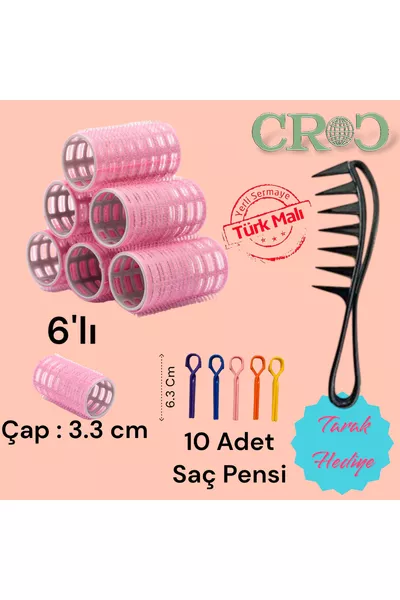  Лепящи бигуди с велкро, комплект от 6, диаметър 3,3 см (БИГУДИ ЗА КОСА)