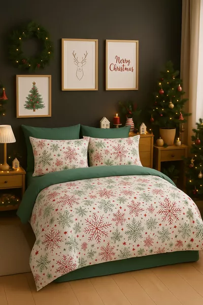 Комплект двоен спален комплект с ластик Коледа