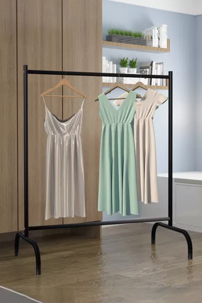 Freestanding Coat Rack Clothing Hanger Metal Clothing Rack Garment Hanger Stand - Black