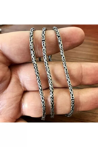  Sterling Silver King Chain Men's Necklace Round Model 2 mm