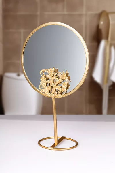 Metal Makeup Shaving Mirror Large Floor-Standing Oval Mirror