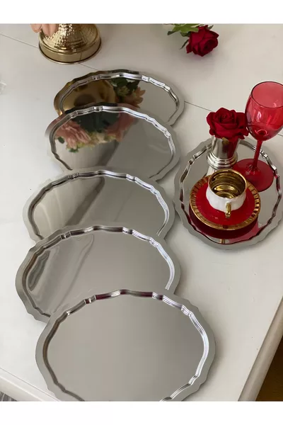 صينية صلبة مستديرة بطراز مموج 6 قطع لتقديم الطعام وتقديم الأطباق