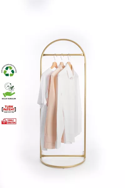 علاقة ملابس بيضاوية أنيقة على طراز البوتيك، علاقة ملابس ذهبية اللون، علاقة فساتين ذهبية، علاقة ملابس قائمة