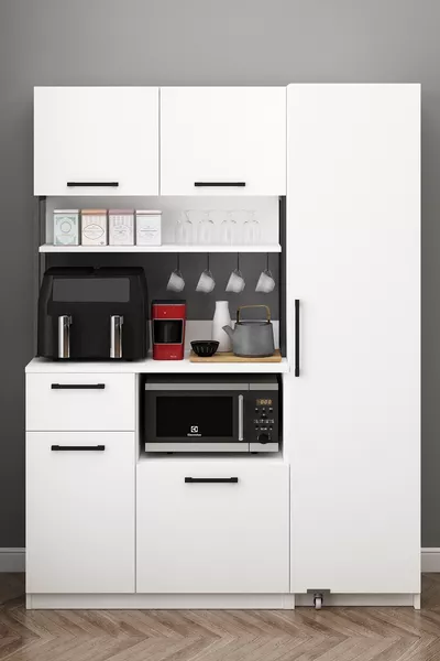 إرفين إيرفراي ركن القهوة خزانة متعددة الاستخدامات بباب واحد وخزانة مؤن باللون الأبيض